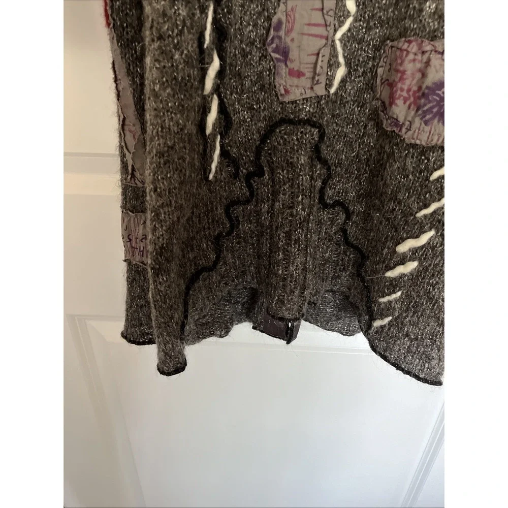 Sz S Monroe and Main Women's Coat Button Yarn Woven Patchwork Long Cardigan